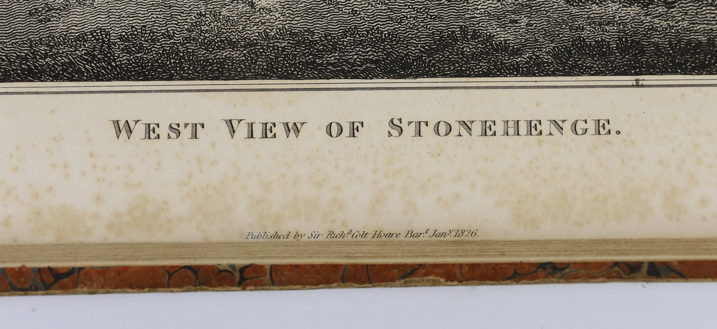 WILTSHIRE - Hoare, Richard Colt, Sir - The History of Modern Wiltshire - Hundreds of Everley, Ambresbury and Underditch, [covers Stonehenge], folio, half calf, with a double folding page map and 16 plates, boards scuffed